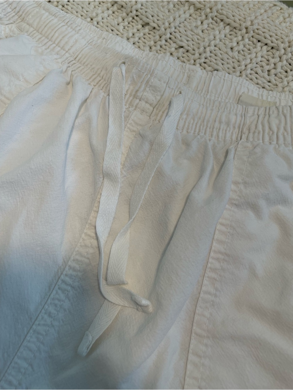100% Cotton Erika White Women’s Linen Lightweight Flowy Drawstring Pants Size M - Picture 8 of 9